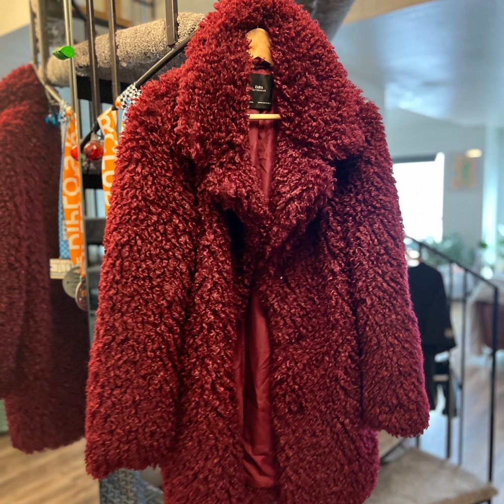 Zara Burgundy Teddy Jacket